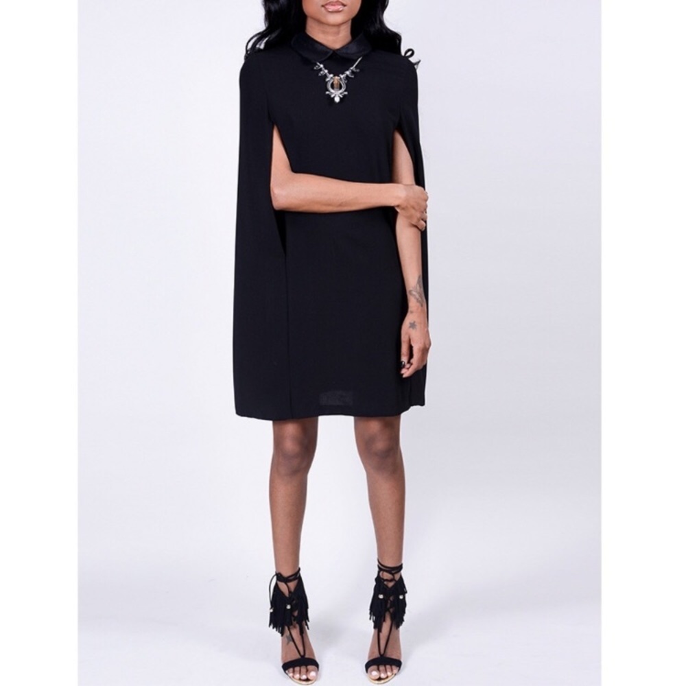 BEVERLY D . BLACK CAPE DRESS  *NWT* S-L💋💋💋